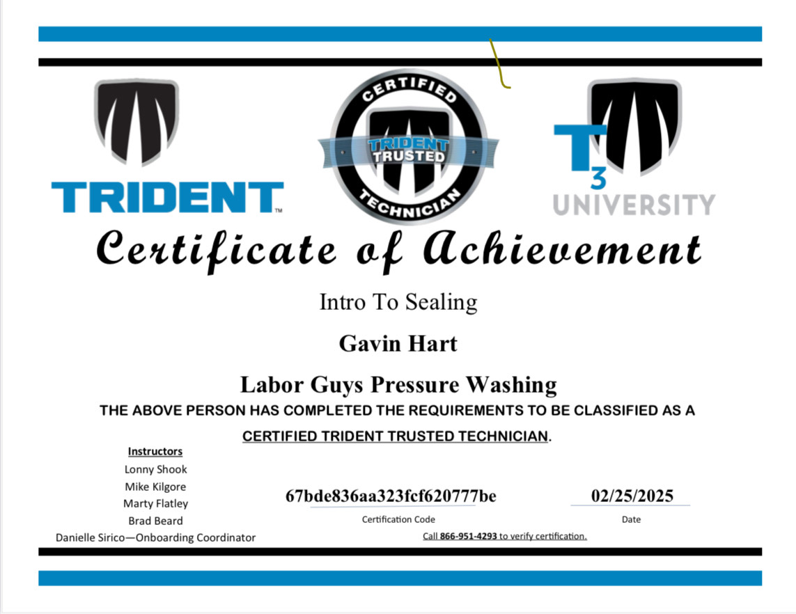 Trident Sealing Certificate